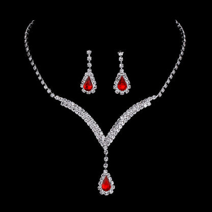 Diamond Water Drop Necklace & Earrings Set for Pakistani Women