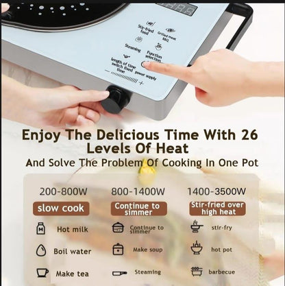 Portable Electric Stove 3500W Stainless Steel White Black