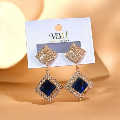 Gold Plated Crystal Earrings for Women 2 Pcs