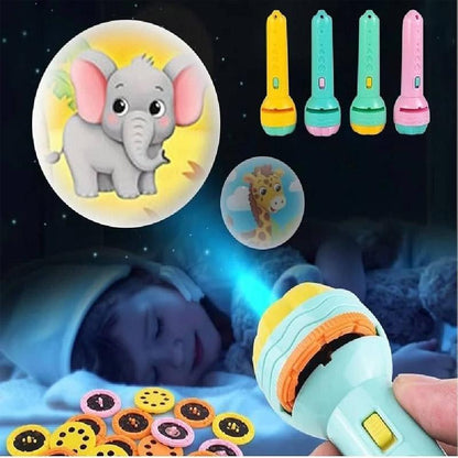 HD Projection Flashlight for Kids 90° Rotating Animal Patterns