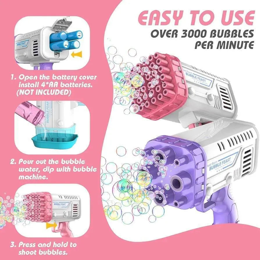 Bubble Gun with 36 Hole Switch for Kids & Adults