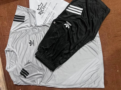 2 Pcs Men's Micro Printed Track Suit