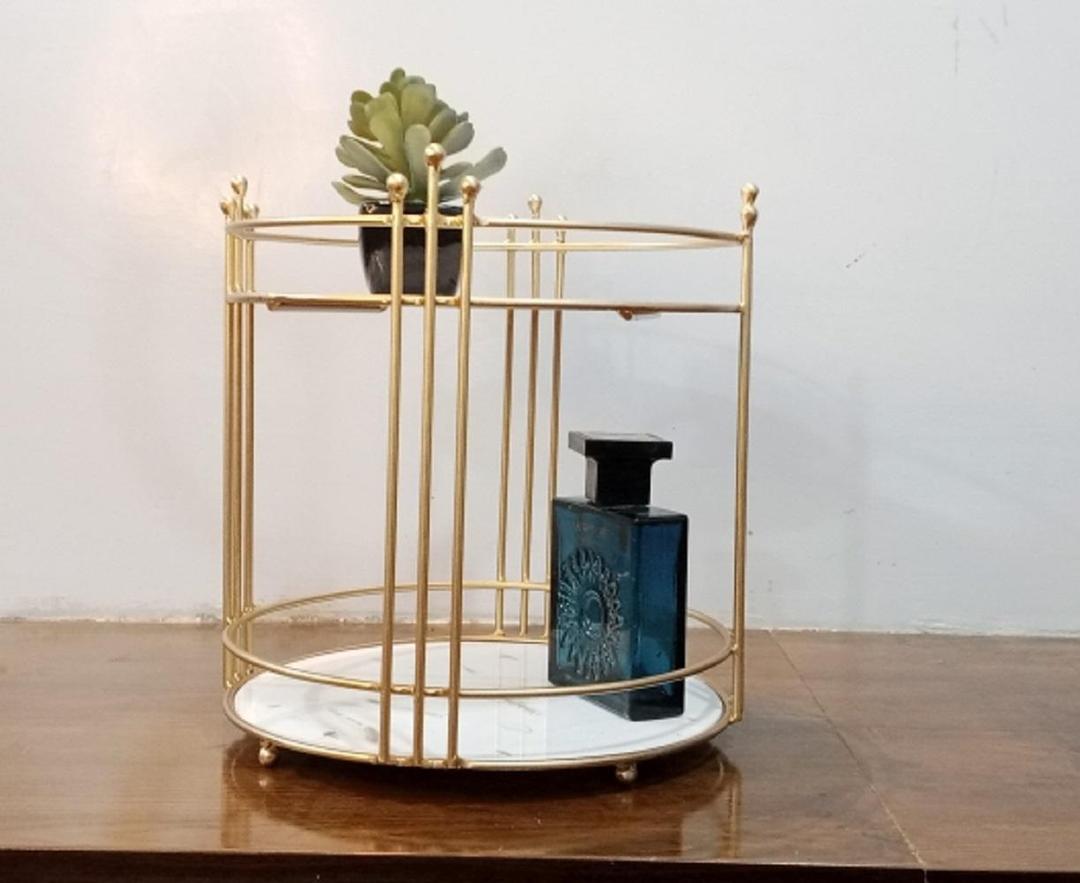 2 Tier Round Metal Makeup Organizer Rack 9 Inch