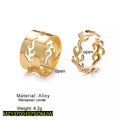 Golden Flame Ring Set for Couples & Women