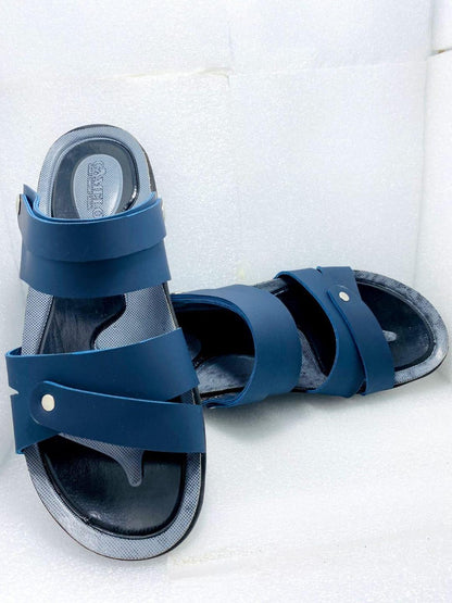 Men Blue Synthetic Leather Casual Sandals