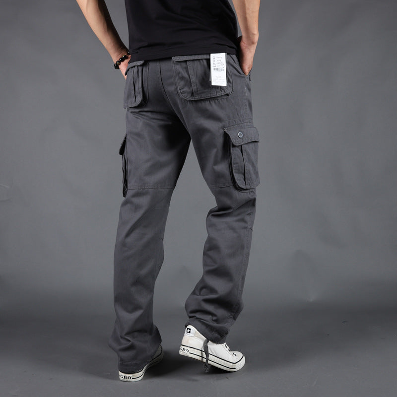 Men Loose Cargo Pants Multi-Pocket Winter Plus Size