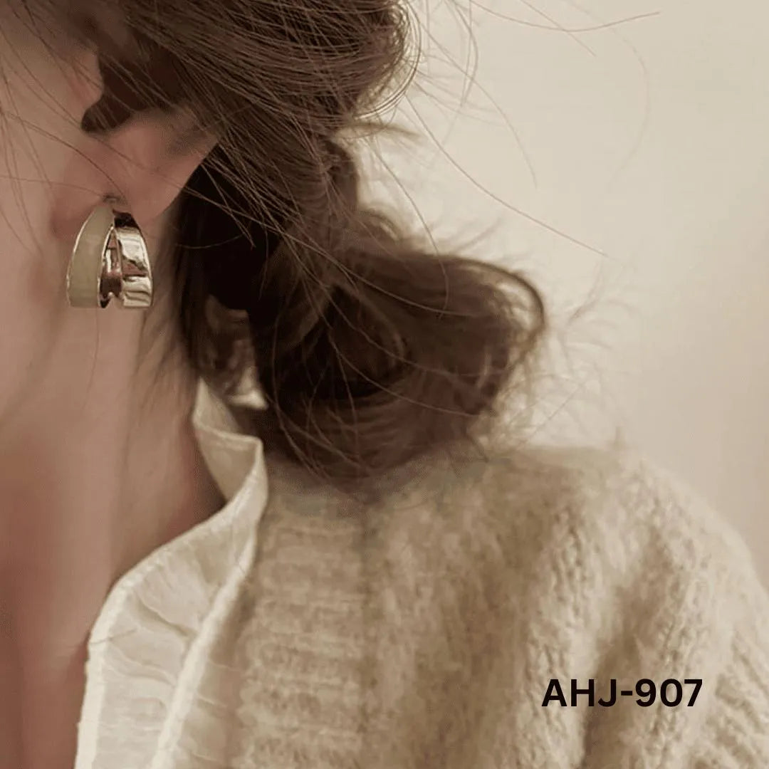 Two-Layer Korean Hoop Earrings Beige Brown Red Black White Purple Orange Blue