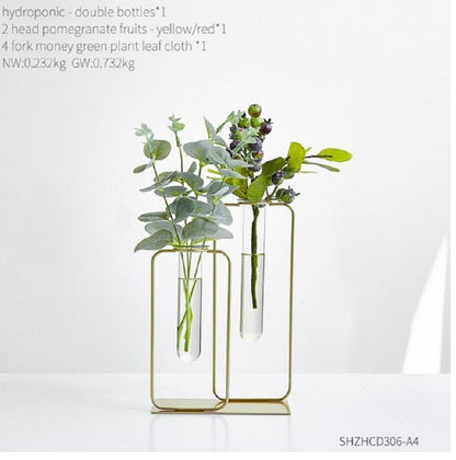 Golden Glass Vase for Home Decor Modern Minimalist