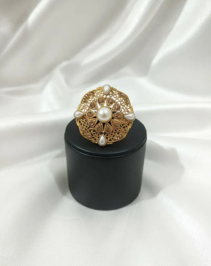 White Adjustable Ring for Wedding & Eid Wear