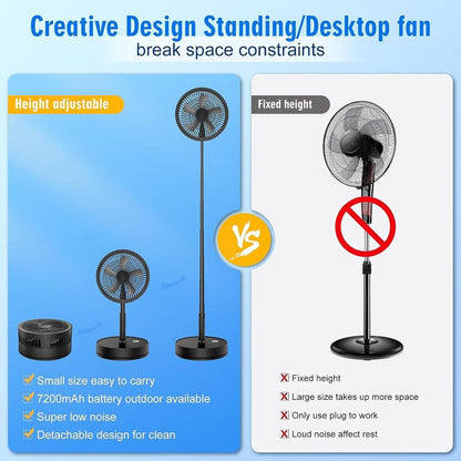Rechargeable Desk Fan Green 20W Portable