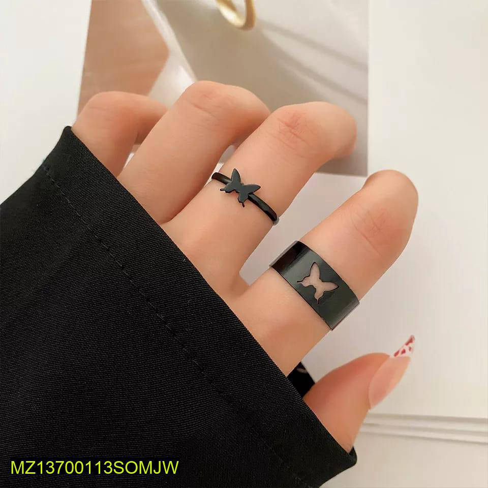 Black Butterfly Rings Adjustable for Couples & Friends