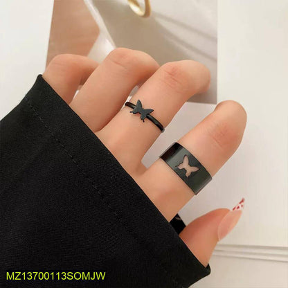 Black Butterfly Rings Adjustable for Couples & Friends