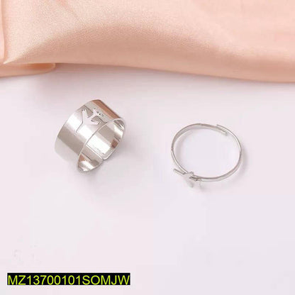 Aeroplane Themed Silver Plated Rings for Couples