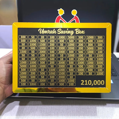 *Product Name*: Umrah Savings Box Golden Black Wood 210k