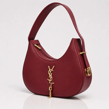 YSL Hobo Bag Plain Leather Adjustable Handle