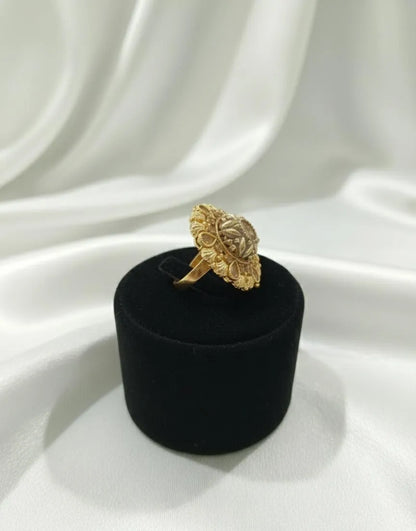 Golden Adjustable Floral Ring for Women Wedding Party Wear