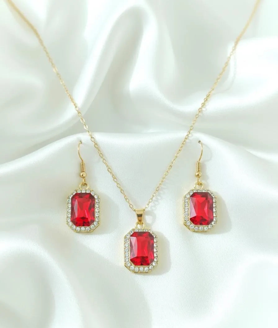 Golden Pendant & Earrings Set for Pakistani Women