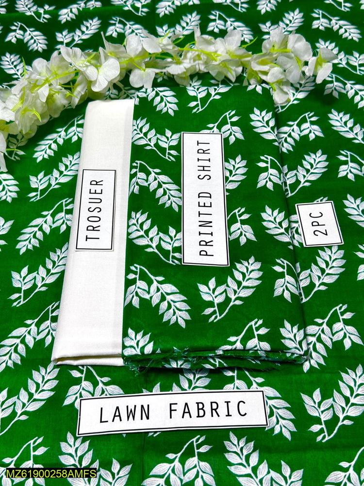 2 Pcs Women's Unstitched Lawn Digital Print Suit