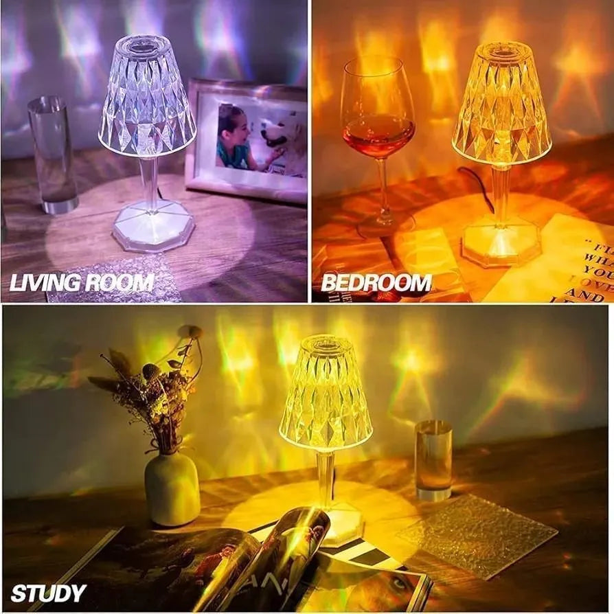 Rechargeable Crystal Table Lamp with Starburst Design