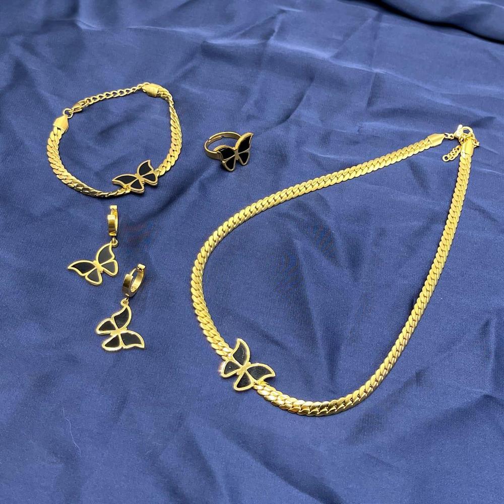 Golden Plated Butterfly Jewelry Set for Women
