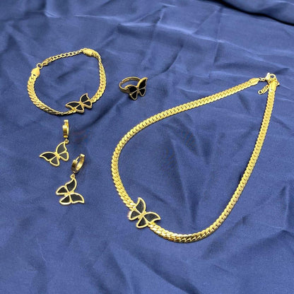 Golden Plated Butterfly Jewelry Set for Women