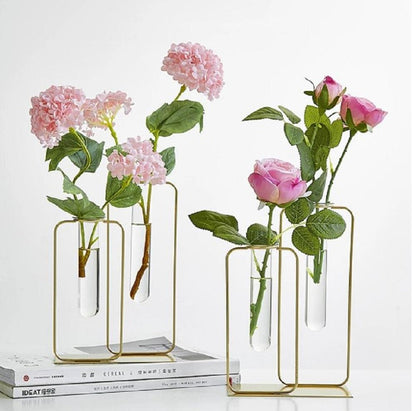 Golden Glass Vase for Home Decor Modern Minimalist