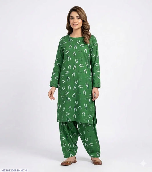 2 Pcs Women's Unstitched Printed Suit