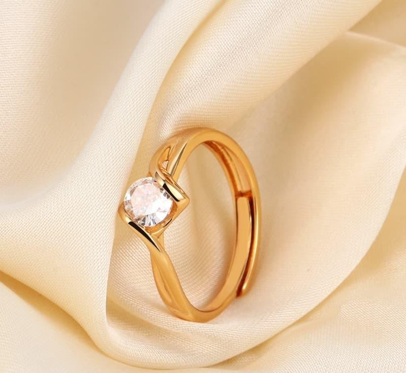 Gold Tone Adjustable Crystal Ring for Pakistani Brides