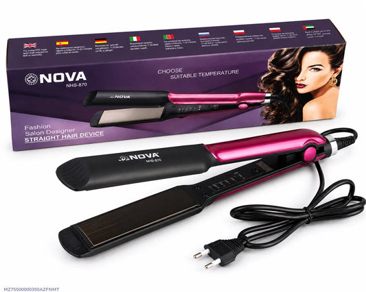 NOVA NHS-870 Professional Hair Straightener | Adjustable Temperature Control | Ceramic Coated Plates | Fast Heating Hair Styling Tool