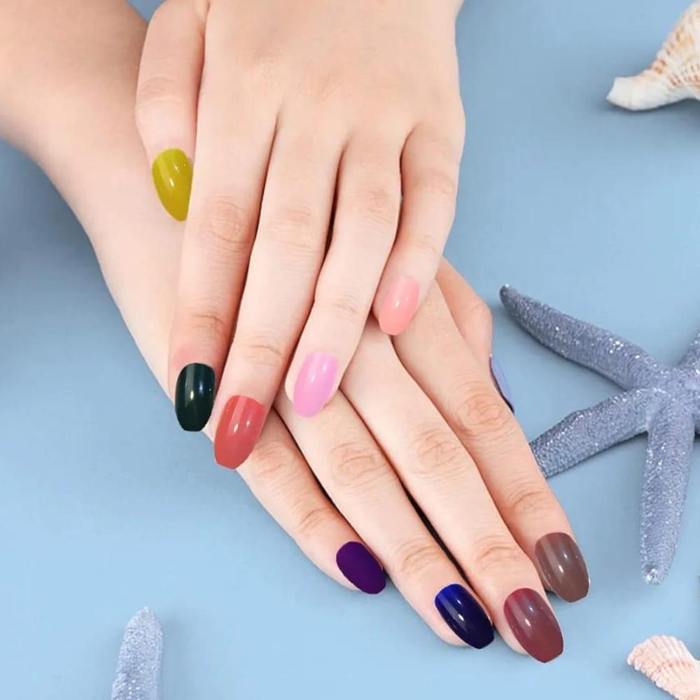 Multicolor Press On Nails 576Pcs ABS Easy Apply