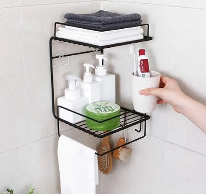 Black Wall-Mounted 3-Tier Bathroom Organizer Shelf