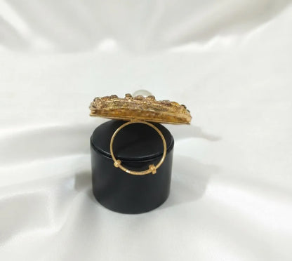 White Adjustable Ring for Wedding & Eid Wear