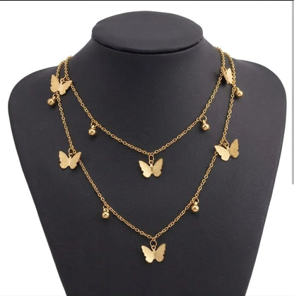 Gold Plated Butterfly Necklace Set for Women