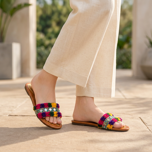 Women's Multicolor Cork Formal Slides Size 36-41