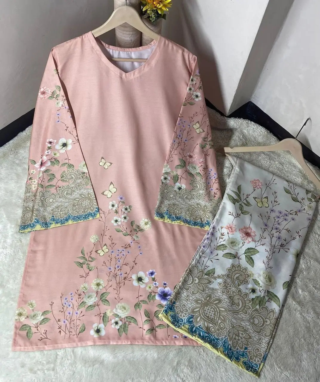 Women's Digital Printed Doria Lawn Cord Set 2PC | Soft Doria Lawn Summer Dress | Casual Printed Co-Ord Set | Stylish Ladies Outfit | Ready to Wear