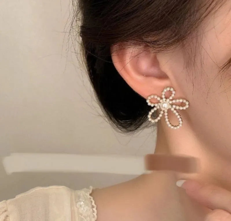Silver Plated Flower Earrings for Women