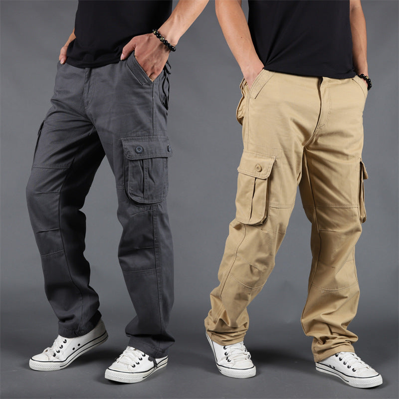 Men Loose Cargo Pants Multi-Pocket Winter Plus Size