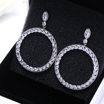 Geometric Circle Earrings S925 Silver Zircon Stones