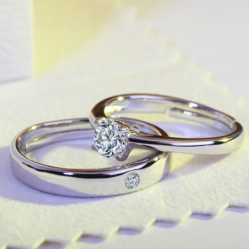 Moissanite Wedding Ring Set for Women, Sparkling Couple Engagement Jewelry