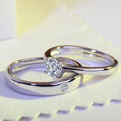 Moissanite Wedding Ring Set for Women, Sparkling Couple Engagement Jewelry