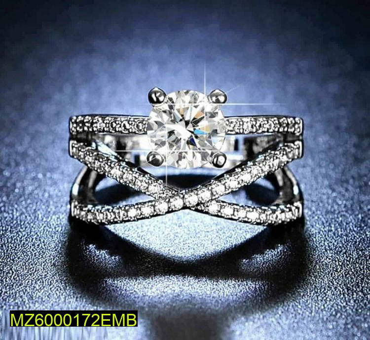 Adjustable 3-Layered CZ Brass Ring for Women