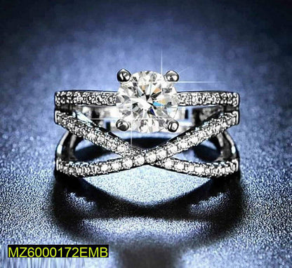 Adjustable 3-Layered CZ Brass Ring for Women