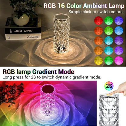 Rechargeable Diamond Table Lamp Gold Multi Color