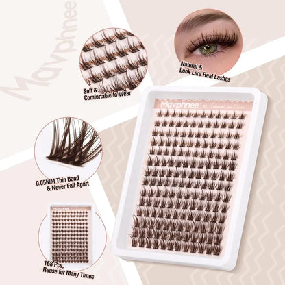 Mayphonce Waterproof False Eyelashes Black Brown