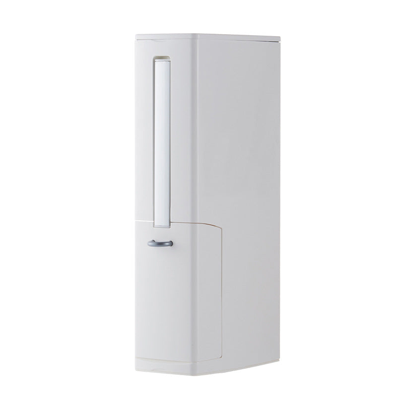 Modern Toilet Brush & Trash Can Set White Plastic
