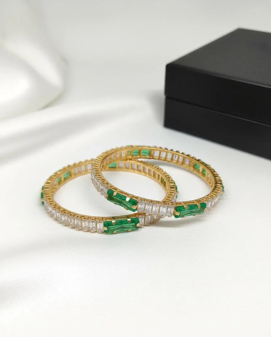 Green Emerald Bangle Set for Women Wedding Party Wear
