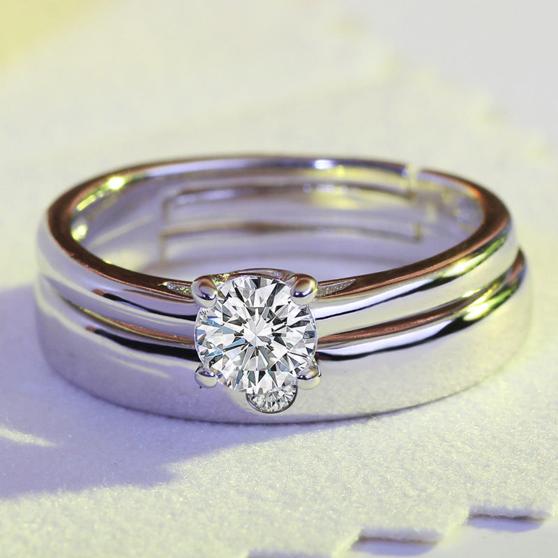 Moissanite Wedding Ring Set for Women, Sparkling Couple Engagement Jewelry