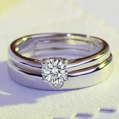 Moissanite Wedding Ring Set for Women, Sparkling Couple Engagement Jewelry