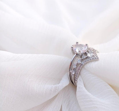 Elegant Silver Plated Crystal Adjustable Ring