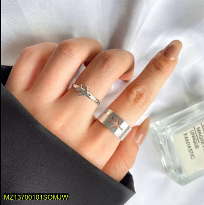Aeroplane Themed Silver Plated Rings for Couples